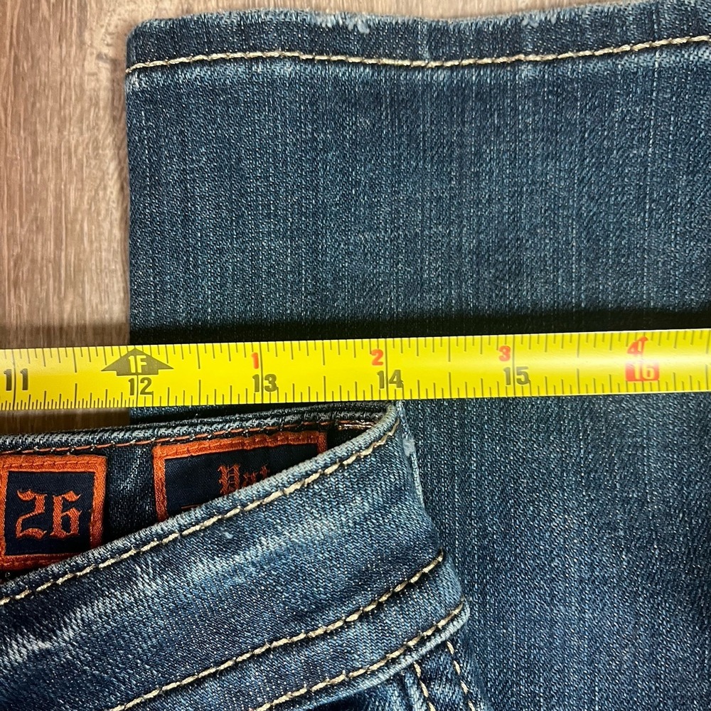 Rock Revival Embellished Rhinestone Low Rise Straight Leg Jeans Size 26 - Picture 9 of 12